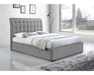 5ft King Size Hamilton Linen Fabric Upholstered Bed Frame. Light Grey